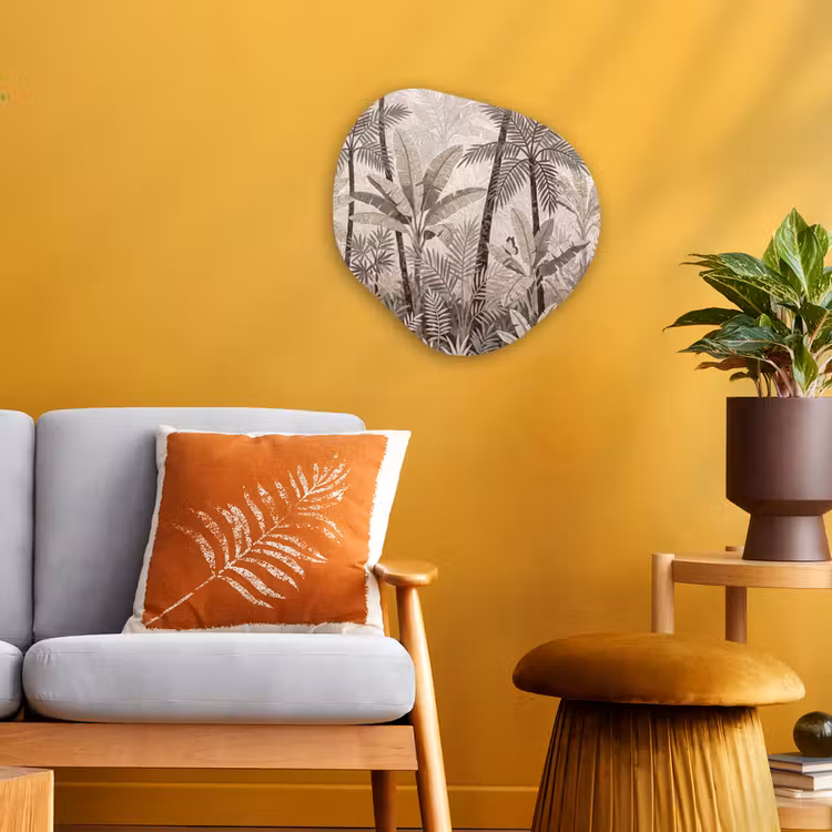 Natuur - Bladeren - Landschap - Mozaïek - Beige Wandcirkel Organisch Forex 3mm klein -sfeer4