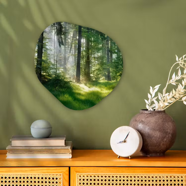 Natuur - Bomen - Bos - Groen - Zon - Gras - Planten Wandcirkel Organisch Forex 3mm klein -sfeer2