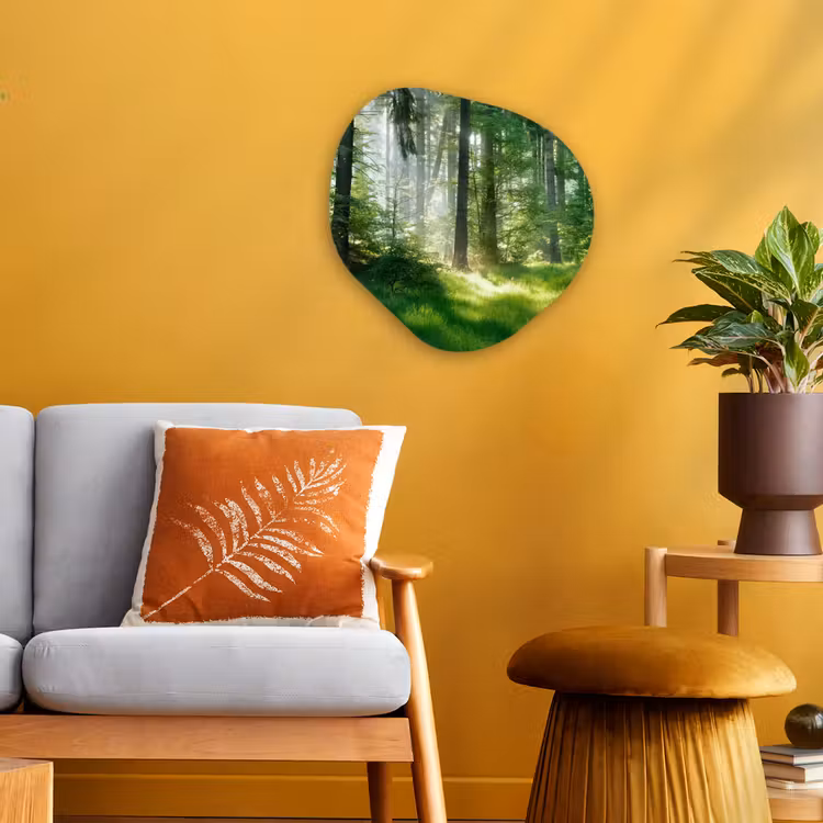 Natuur - Bomen - Bos - Groen - Zon - Gras - Planten Wandcirkel Organisch Forex 3mm klein -sfeer4