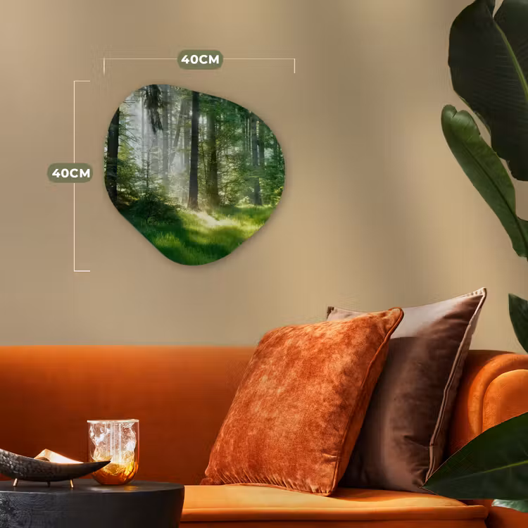 Natuur - Bomen - Bos - Groen - Zon - Gras - Planten Wandcirkel Organisch Forex 3mm klein -sfeer3