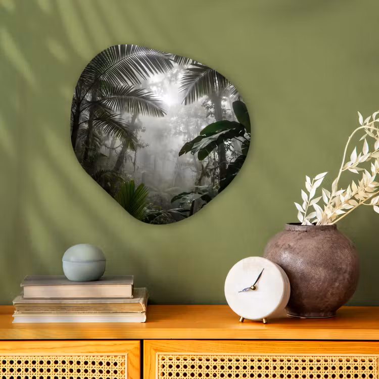 Natuur - Jungle - Mist - Groen - Bladeren Wandcirkel Organisch Forex 3mm klein -sfeer2