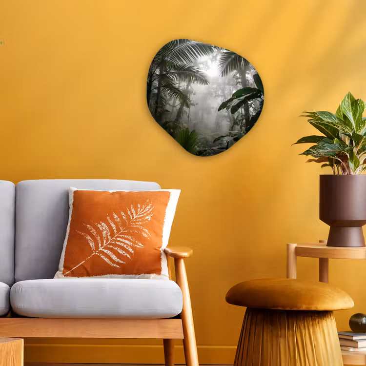 Natuur - Jungle - Mist - Groen - Bladeren Wandcirkel Organisch Forex 3mm klein -sfeer4