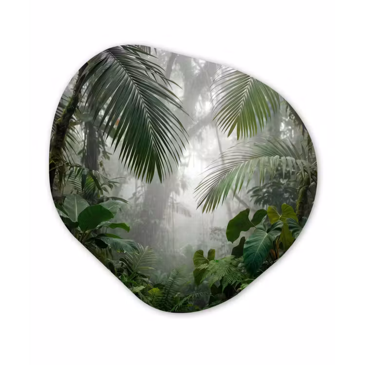 Natuur - Jungle - Mist - Tropisch - Groen Wandcirkel Organisch Forex 3mm klein -3d