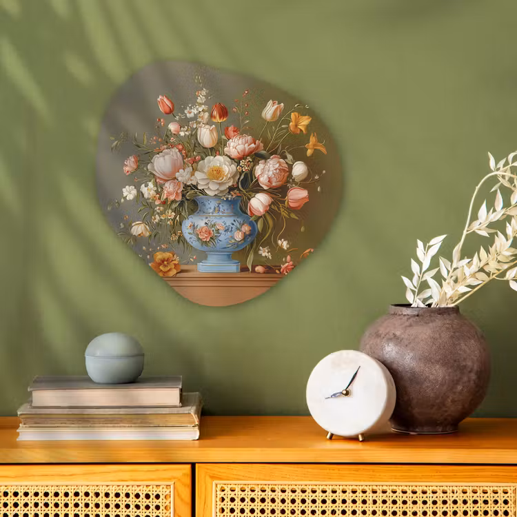 Neutral - Bloemen - Boeket - Vaas Wandcirkel Organisch Forex 3mm klein -sfeer2
