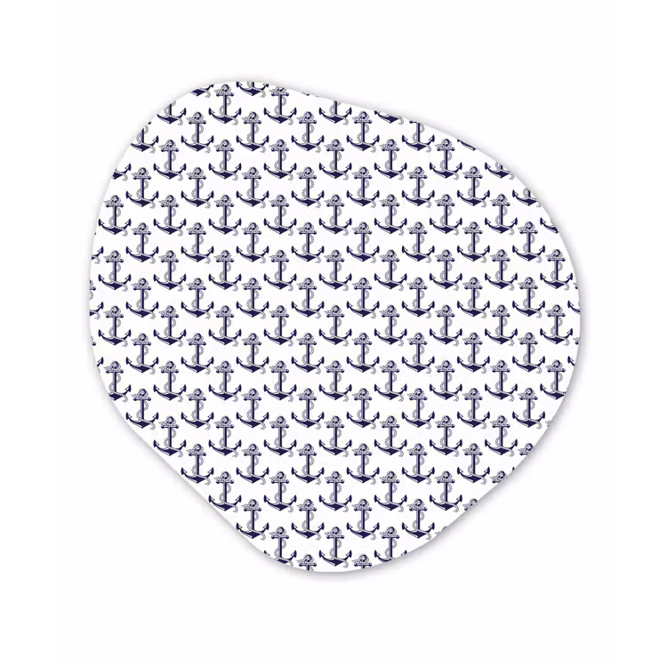 Oceaan - Anker - Blauw - Wit Wandcirkel Organisch Forex 3mm klein 629 -3d