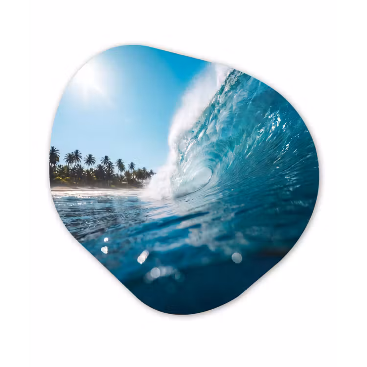 Oceaan - Golf - Strand - Natuur - Blauw Wandcirkel Organisch Forex 3mm klein -3d