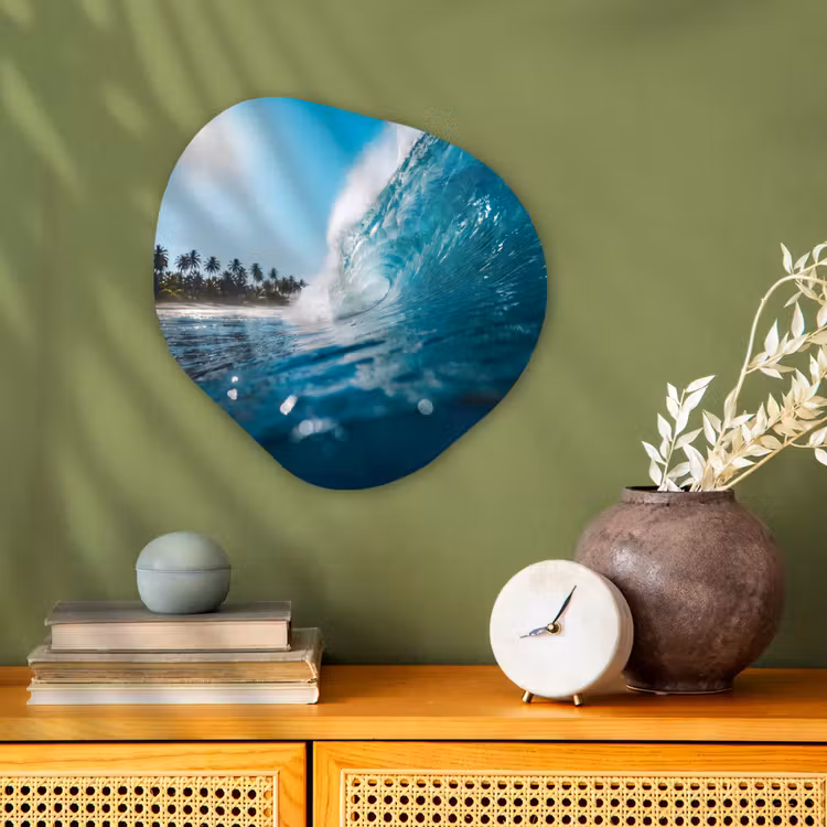 Oceaan - Golf - Strand - Natuur - Blauw Wandcirkel Organisch Forex 3mm klein -sfeer2