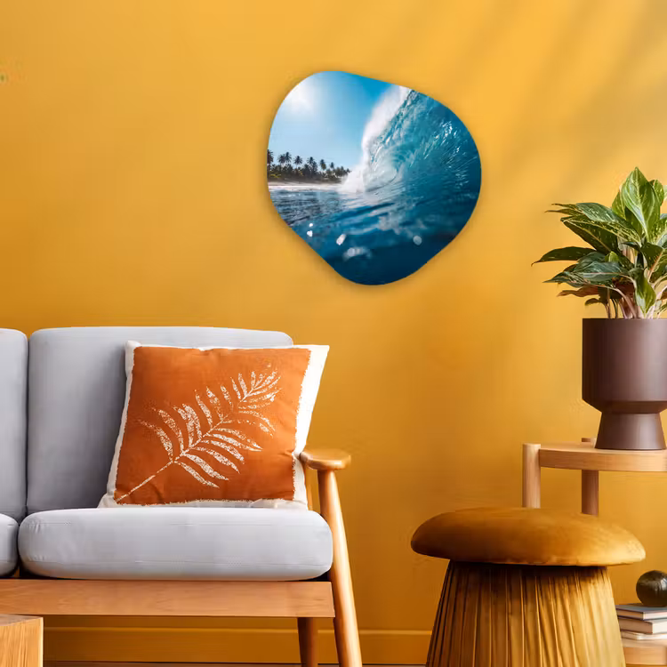 Oceaan - Golf - Strand - Natuur - Blauw Wandcirkel Organisch Forex 3mm klein -sfeer4
