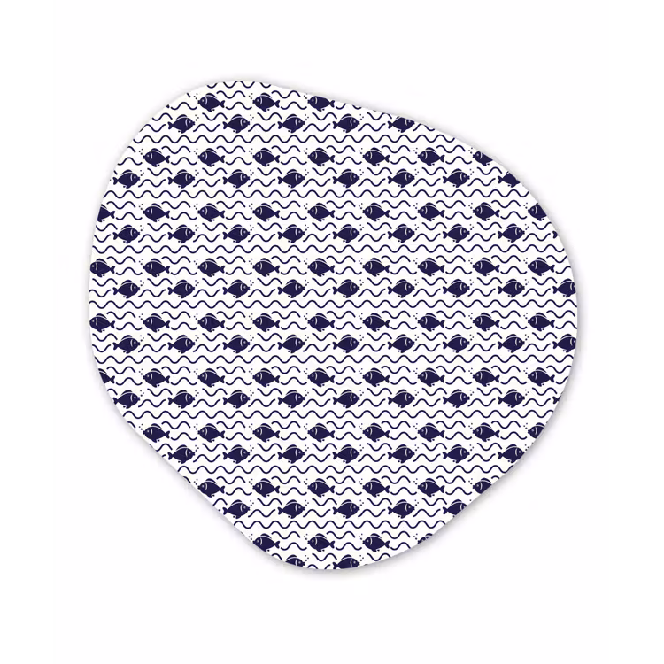 Oceaan - Visachtig - Blauw - Wit Wandcirkel Organisch Forex 3mm klein 629 -3d
