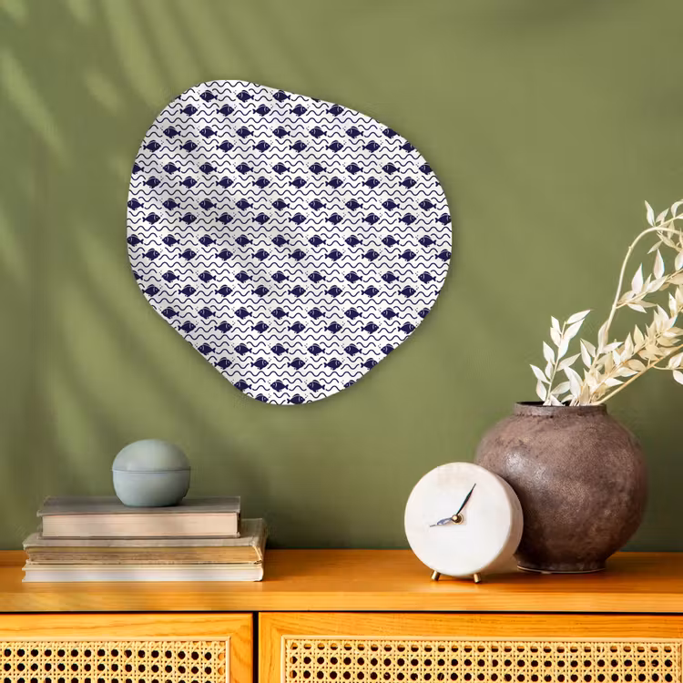 Oceaan - Visachtig - Blauw - Wit Wandcirkel Organisch Forex 3mm klein 629 -sfeer2