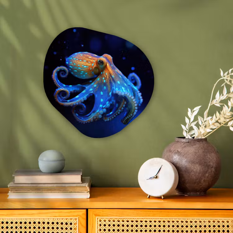 Octopus - Stippen - Blauw - Zee Wandcirkel Organisch Forex 3mm klein -sfeer2
