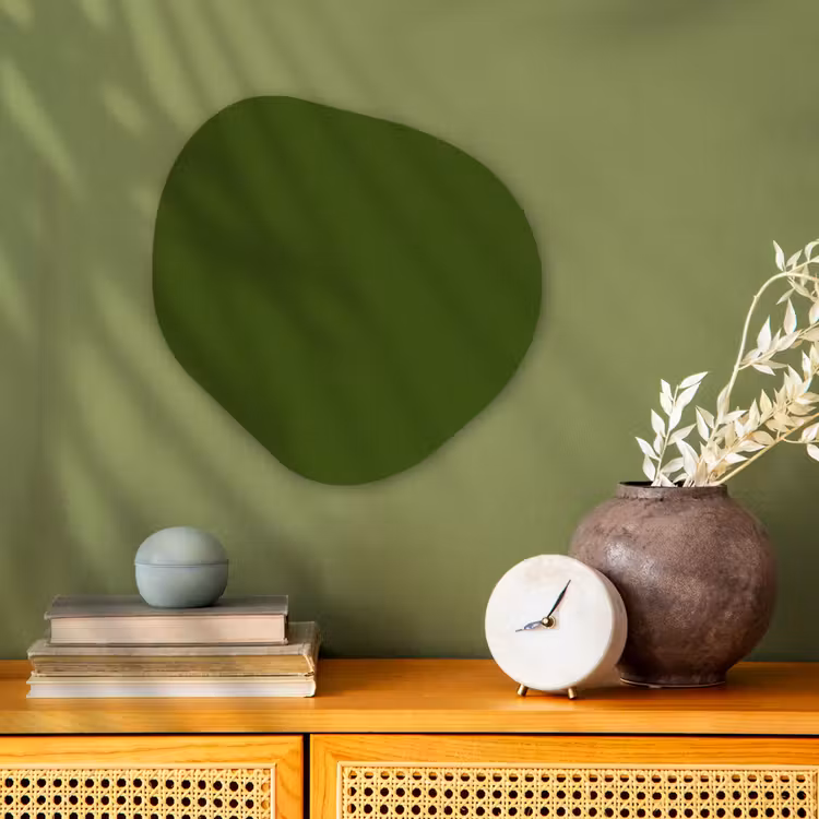 Olive - Drab - Groen Wandcirkel Organisch Forex 3mm klein 629 -sfeer2