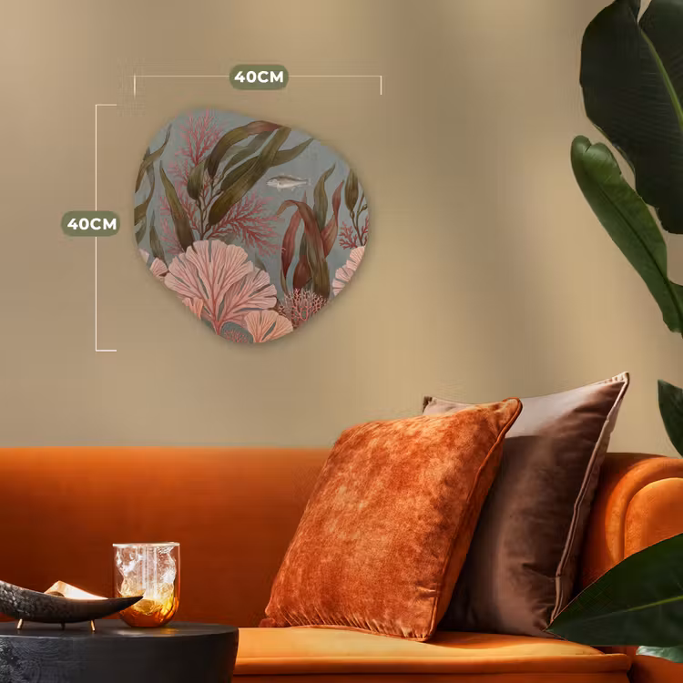 Onderwater - Planten - Vis - Vintage - Groen Wandcirkel Organisch Forex 3mm klein -sfeer3