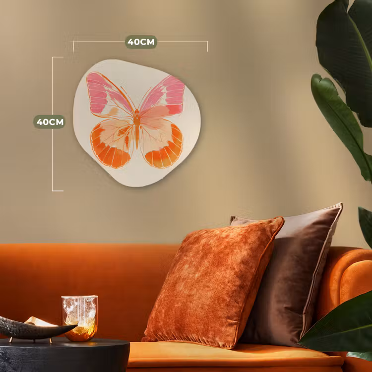 Oranje - Vlinder - Minimalistisch Wandcirkel Organisch Forex 3mm klein -sfeer3