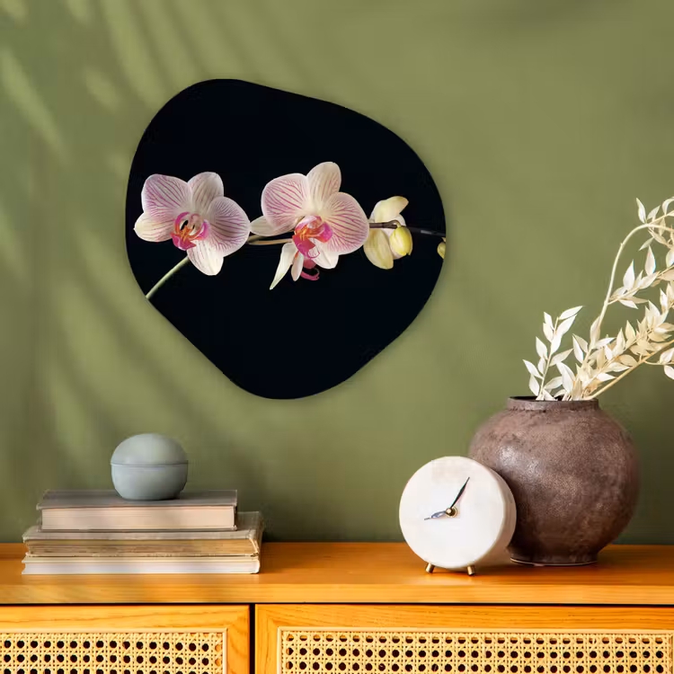 Orchidee - Bloemen - Zwart - Roze - Knoppen Wandcirkel Organisch Forex 3mm klein -sfeer2