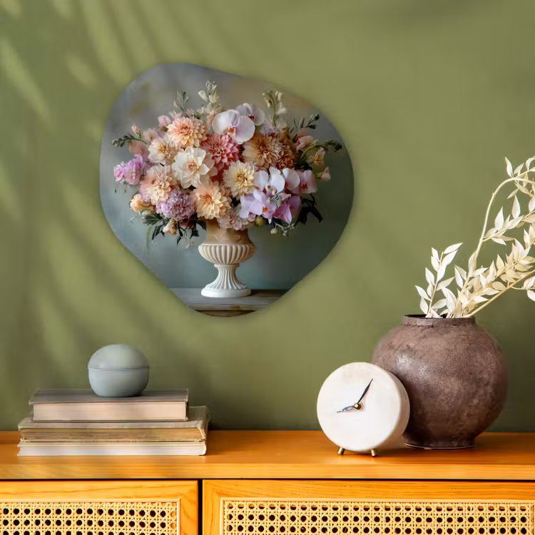Orchidee - Boeket - Vaas - Bloemen Wandcirkel Organisch Forex 3mm klein -sfeer2