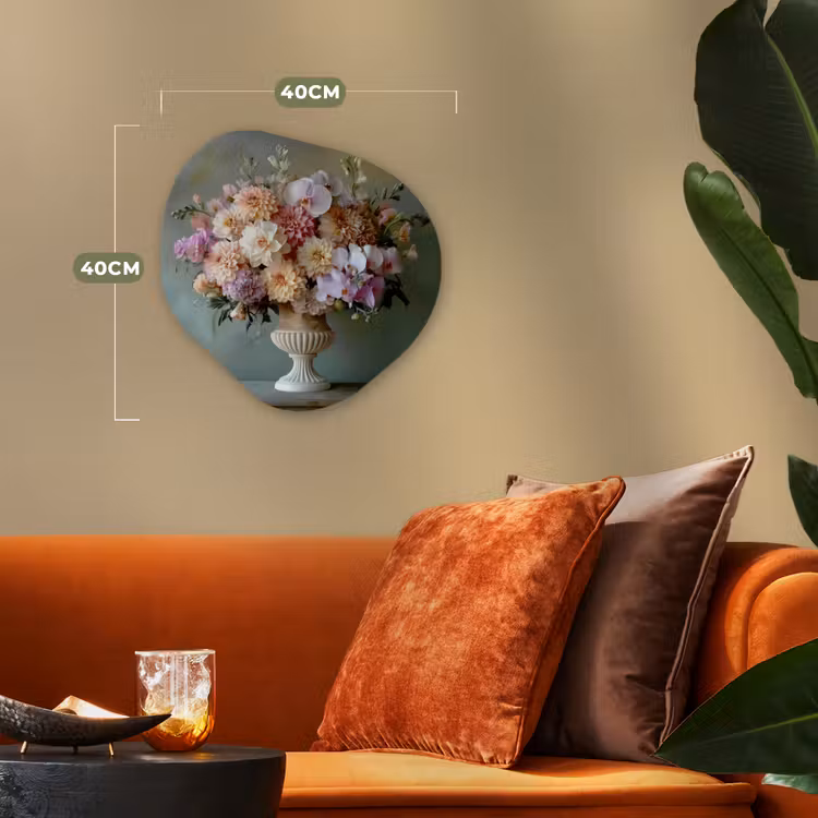 Orchidee - Boeket - Vaas - Bloemen Wandcirkel Organisch Forex 3mm klein -sfeer3