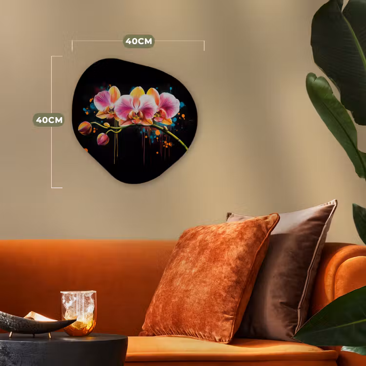 Orchidee - Graffiti - Kleurrijk - Bloemen - Abstract Wandcirkel Organisch Forex 3mm klein -sfeer3