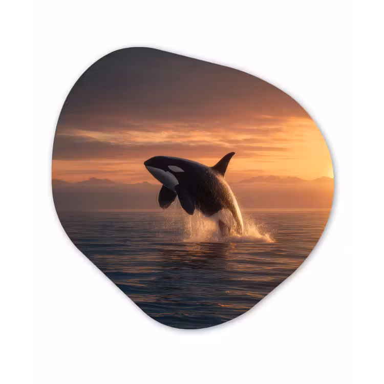 Orka - Zee - Zonsondergang Wandcirkel Organisch Forex 3mm klein -3d
