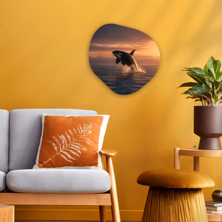 Orka - Zee - Zonsondergang Wandcirkel Organisch Forex 3mm klein -sfeer4