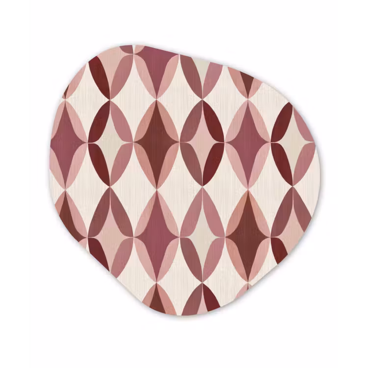 Ovaal - Textuur - Roze Wandcirkel Organisch Forex 3mm klein 629 -3d