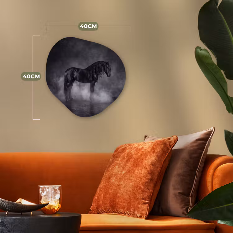 Paard - Magisch - Zwart Wandcirkel Organisch Forex 3mm klein -sfeer3
