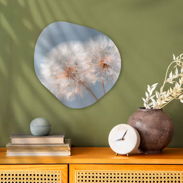 Paardenbloemen - Pluisjes - Wit Wandcirkel Organisch Forex 3mm klein -sfeer2