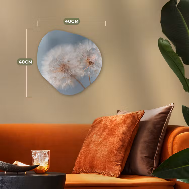 Paardenbloemen - Pluisjes - Wit Wandcirkel Organisch Forex 3mm klein -sfeer3