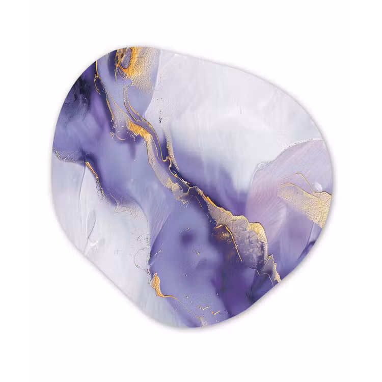Paars - Modern - Marmer - Abstract Wandcirkel Organisch Forex 3mm klein -3d