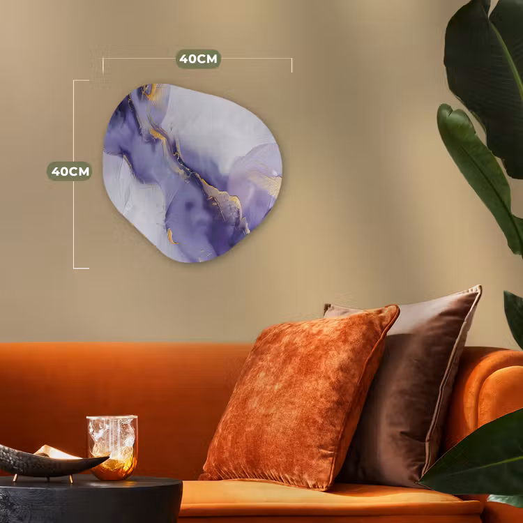 Paars - Modern - Marmer - Abstract Wandcirkel Organisch Forex 3mm klein -sfeer3