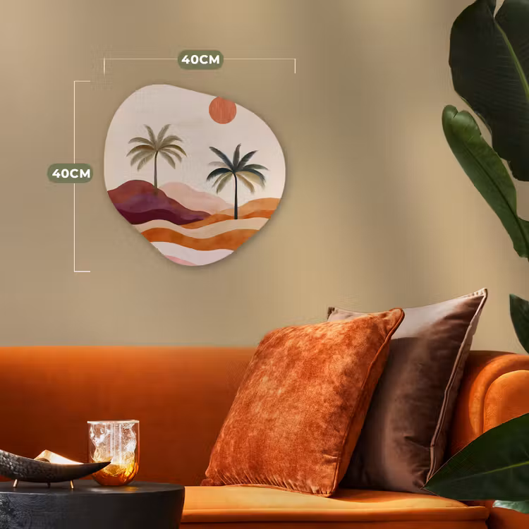 Palmbomen - Abstract - Zon - Heuvels Wandcirkel Organisch Forex 3mm klein -sfeer3