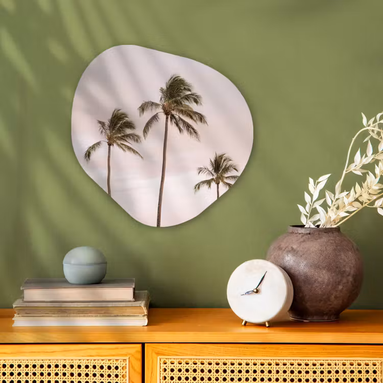 Palmbomen - Zonsondergang - Roze Wandcirkel Organisch Forex 3mm klein -sfeer2