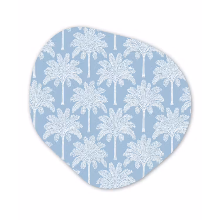 Palmboom - Modern - Blauw Wandcirkel Organisch Forex 3mm klein 629 -3d