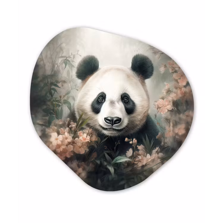 Panda - Dieren - Bloemen - Planten Wandcirkel Organisch Forex 3mm klein -3d