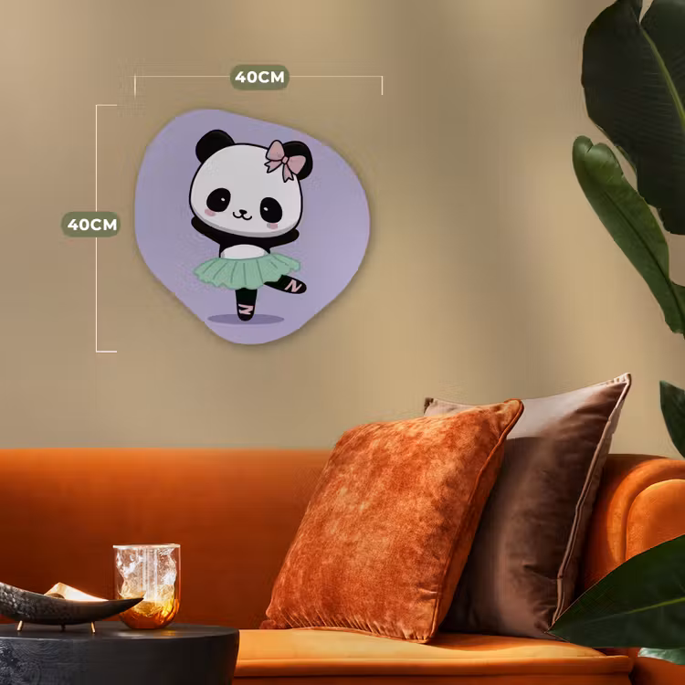 Panda - Paars - Sierlijk - Kawaii Wandcirkel Organisch Forex 3mm klein -sfeer3