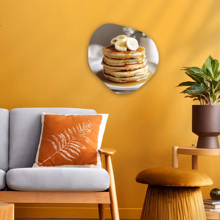 Pannenkoeken - Banaan - Siroop - Wit - Beige Wandcirkel Organisch Forex 3mm klein -sfeer4