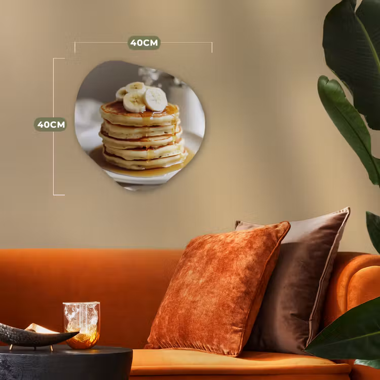 Pannenkoeken - Banaan - Siroop - Wit - Beige Wandcirkel Organisch Forex 3mm klein -sfeer3