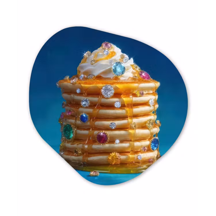 Pannenkoeken - Steentjes - Glitter - Slagroom Wandcirkel Organisch Forex 3mm klein -3d