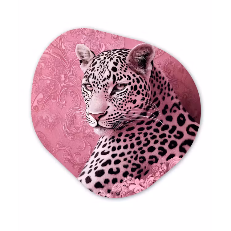 Panter - Luxe - Roze Wandcirkel Organisch Forex 3mm klein -3d