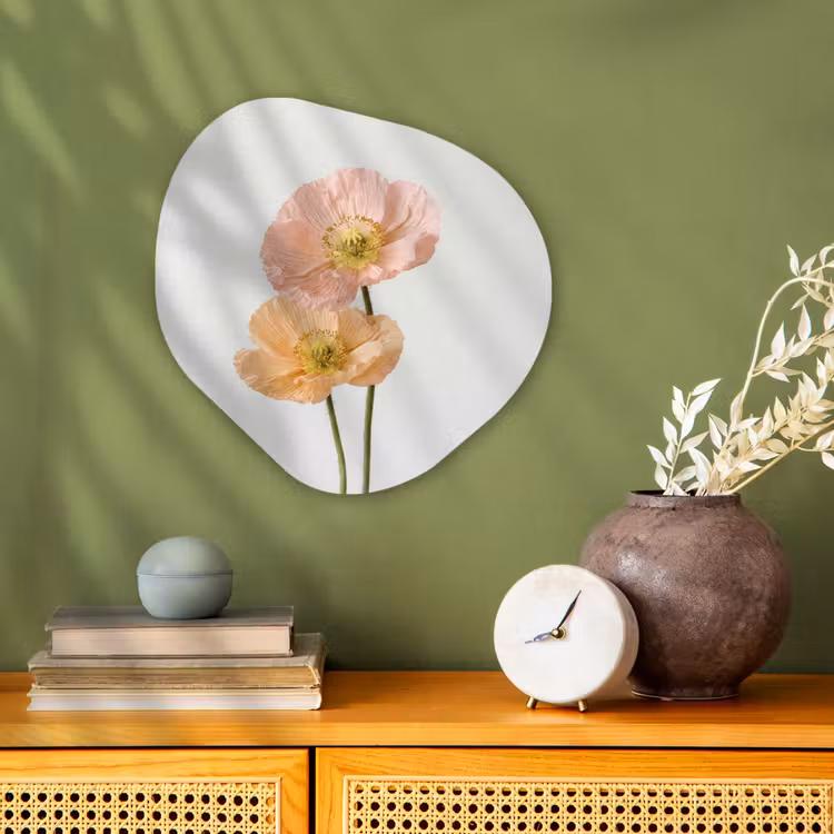 Papavers - Botanisch - Roze Wandcirkel Organisch Forex 3mm klein -sfeer2