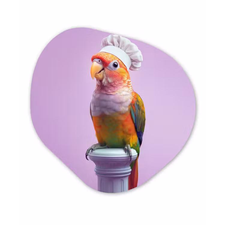 Papegaai - Koksmuts - Pilaar - Vogel Wandcirkel Organisch Forex 3mm klein -3d