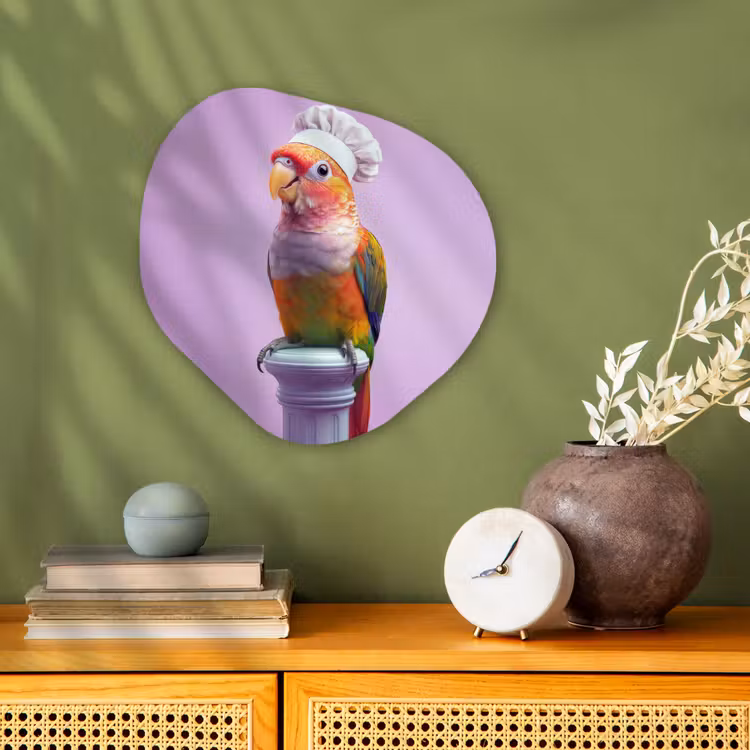 Papegaai - Koksmuts - Pilaar - Vogel Wandcirkel Organisch Forex 3mm klein -sfeer2