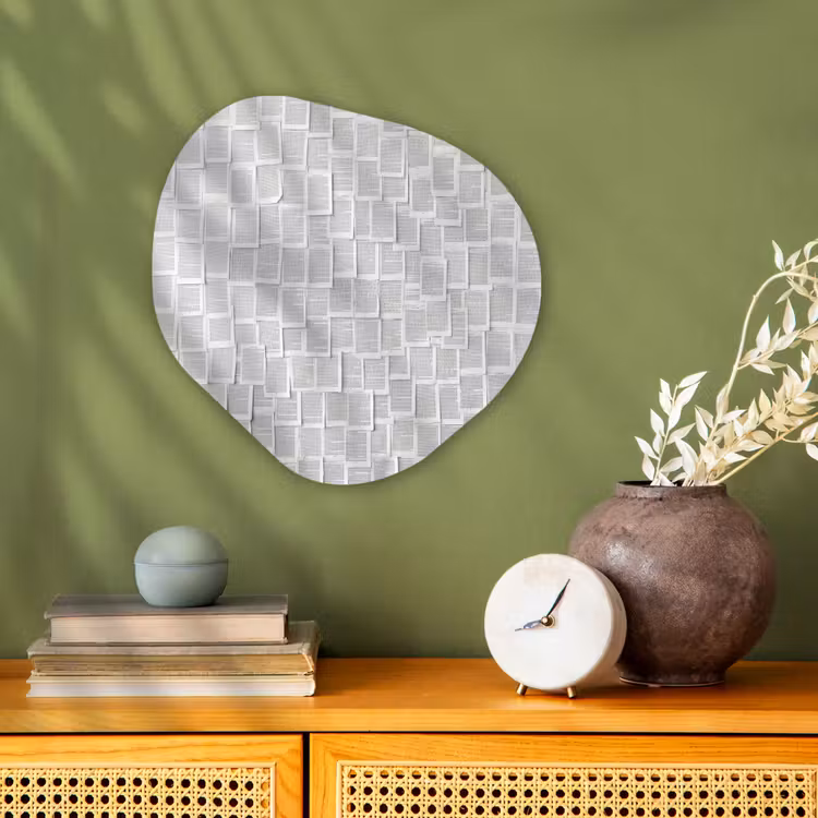 Papier - Overlappend - Textuur - Modern - Wit Wandcirkel Organisch Forex 3mm klein -sfeer2