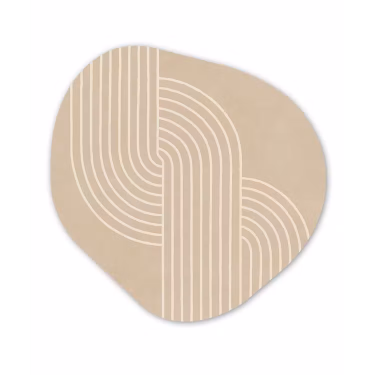 Parallelle lijnen - Lichte textuur - Beige Wandcirkel Organisch Forex 3mm klein -3d