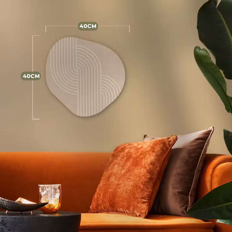 Parallelle lijnen - Lichte textuur - Beige Wandcirkel Organisch Forex 3mm klein -sfeer3