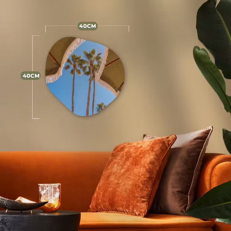 Parasol - Groen - Franjes - Zomer - Tropisch Wandcirkel Organisch Forex 3mm klein -sfeer3