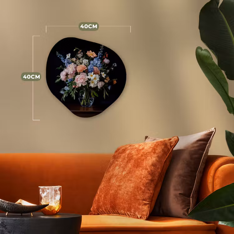 Pastel - Bloemen - Glazen - Vaas Wandcirkel Organisch Forex 3mm klein -sfeer3