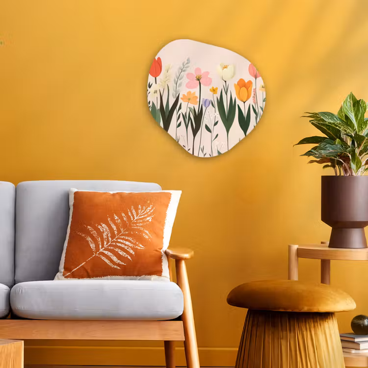 Pasteltinten - Bloemen - Illustratie Wandcirkel Organisch Forex 3mm klein -sfeer4