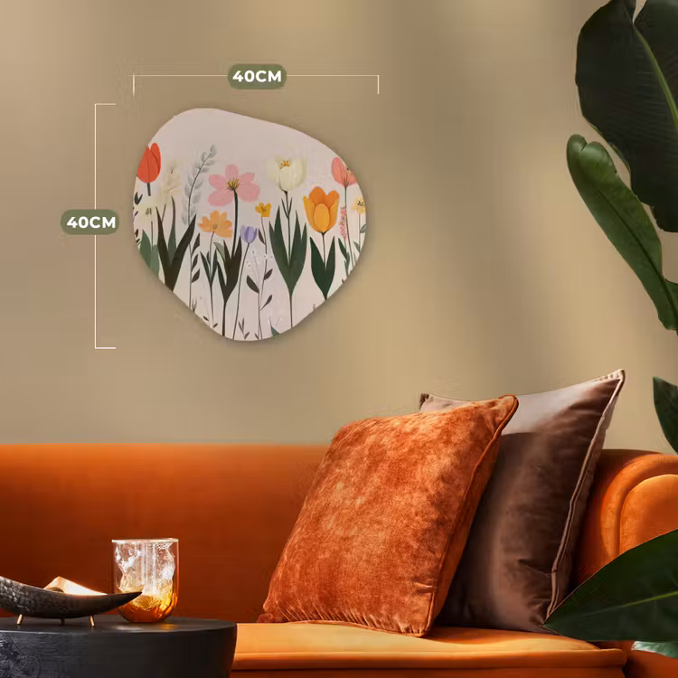 Pasteltinten - Bloemen - Illustratie Wandcirkel Organisch Forex 3mm klein -sfeer3
