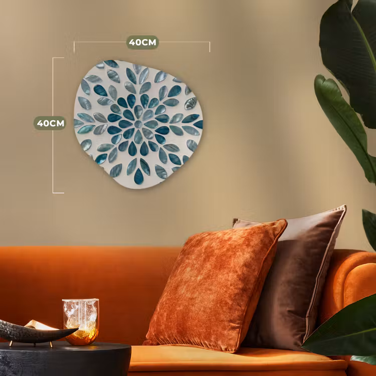 Patroon - Bladeren - Abstract - Modern - Turquoise Wandcirkel Organisch Forex 3mm klein -sfeer3